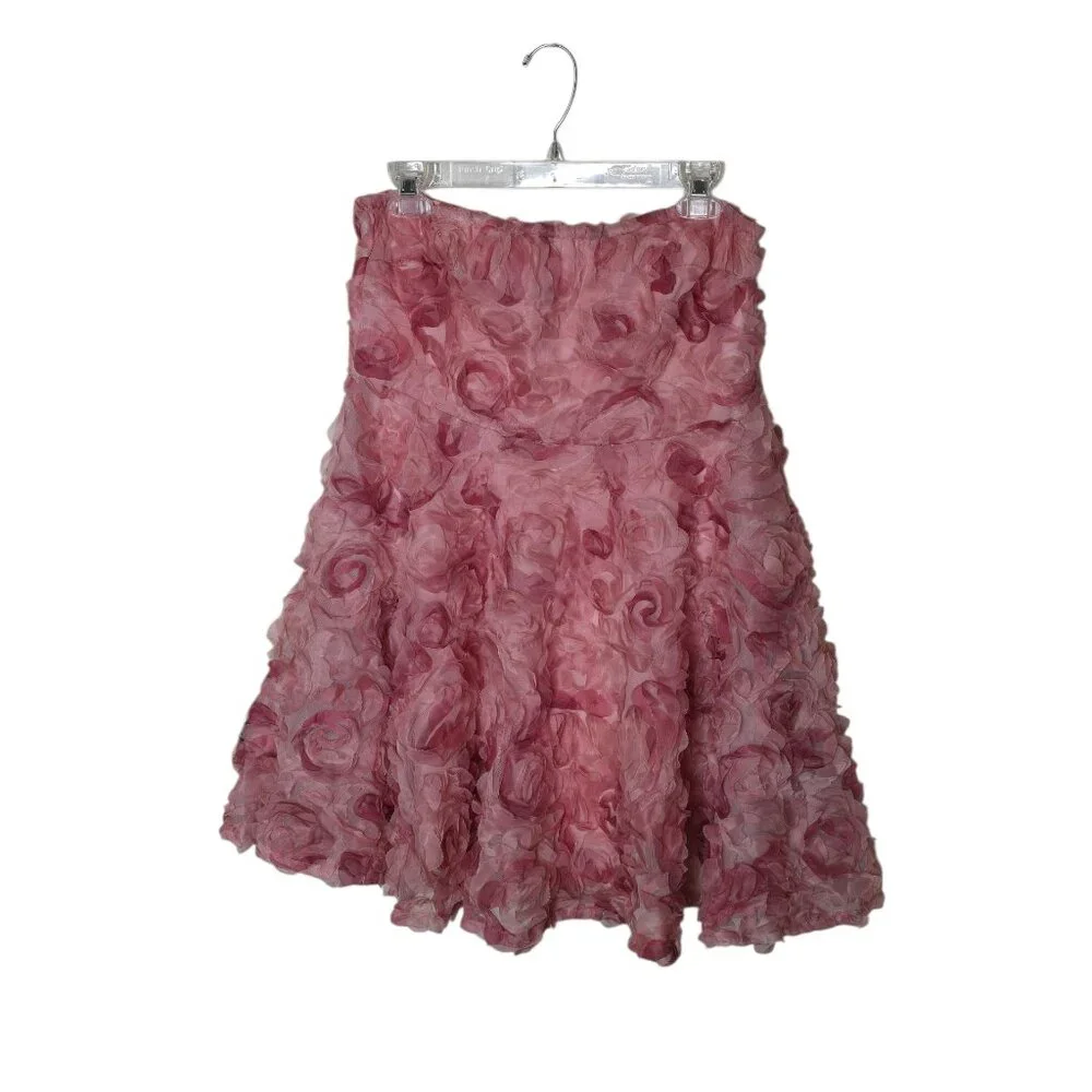 SHEIN | Dresses | Pink Rosette Strapless Mini Dress Large 3d Floral Fit ...